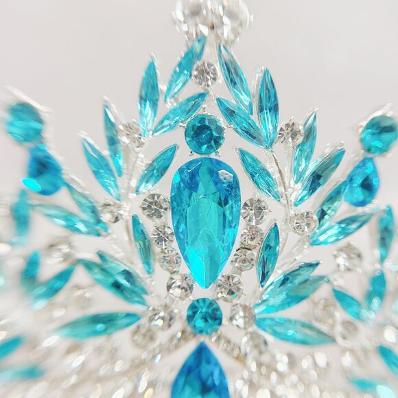 bridal headpiece, ocean blue crystal, princess tiara, silver tiara, fairy crown main image 7